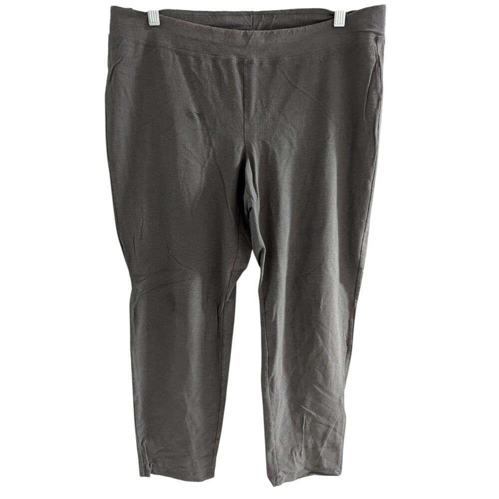 Eileen Fisher Womens Sz Large Slim Ankle Pants Leggings Dark Green Nylon Blend
